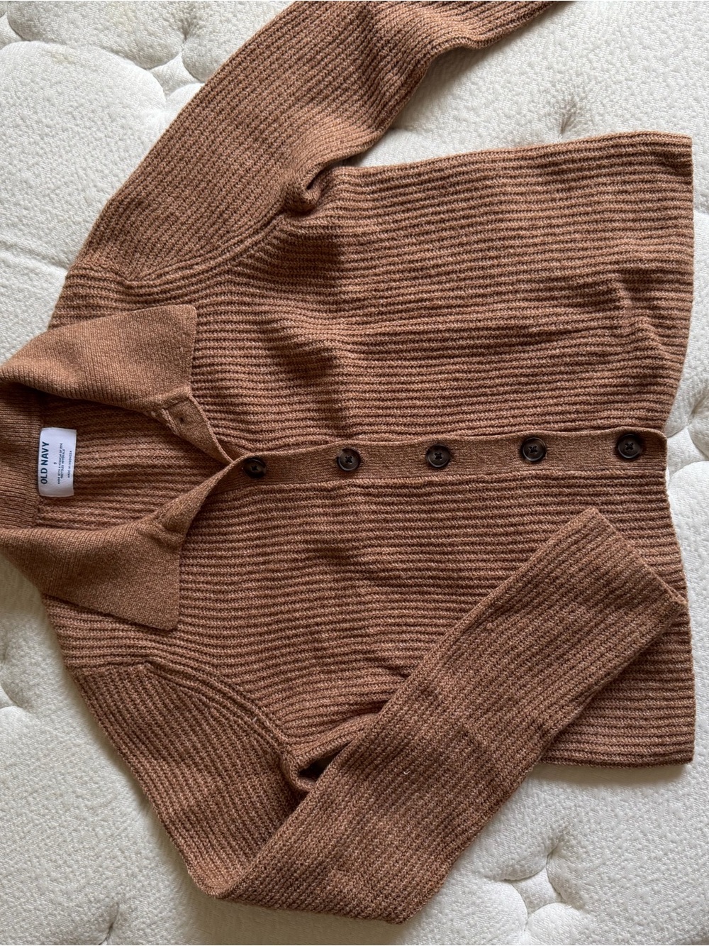 Old Navy Women’s Brown Solid Knit Collared Button Front Long Sleeve Cardigan S